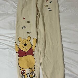 Disney Winnie the Pooh Sweatpants Cream and Red Women’s Size Large
